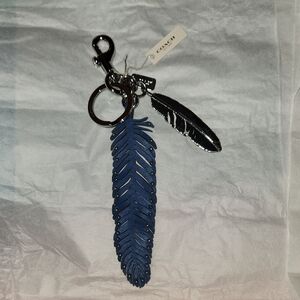 Coach NWT Blue Feather With Silver Feather And Silver Accents